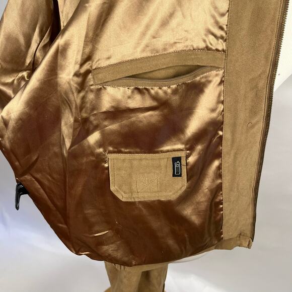 VTG WEATHERPROOF | Tan 90s Faux Suede Collard Bomber Jacket | Men's - Picture 8 of 14
